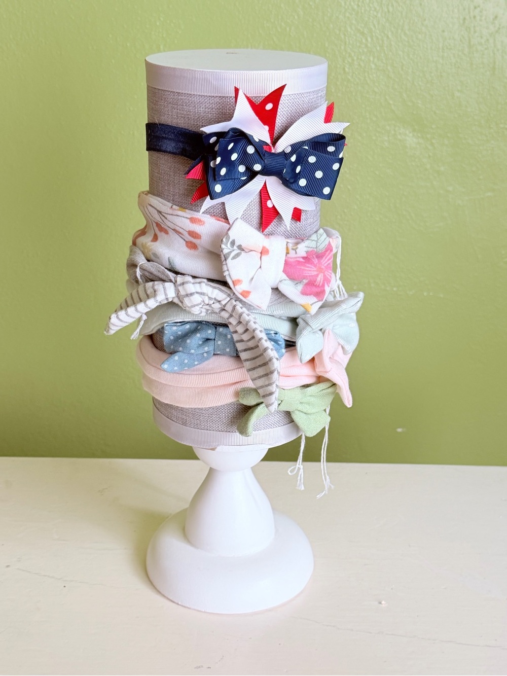 Unlisted Navy Polka Dot Bow & Pastel Knot Headband Set